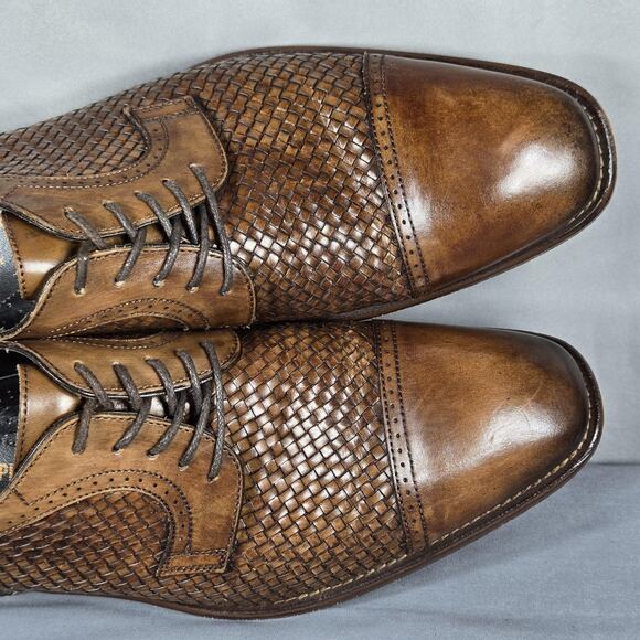 Johnston & Murphy Cormac Oxford Mens 9.5 M Mahogany Woven Italian Calfskin Shoes main image 11